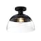 Designers Fountain Rey 13 in. 1-Light Matte Black Modern Semi Flush Mount with Clear Glass Shade for Bedrooms D308M-SF-MB - alternate 2